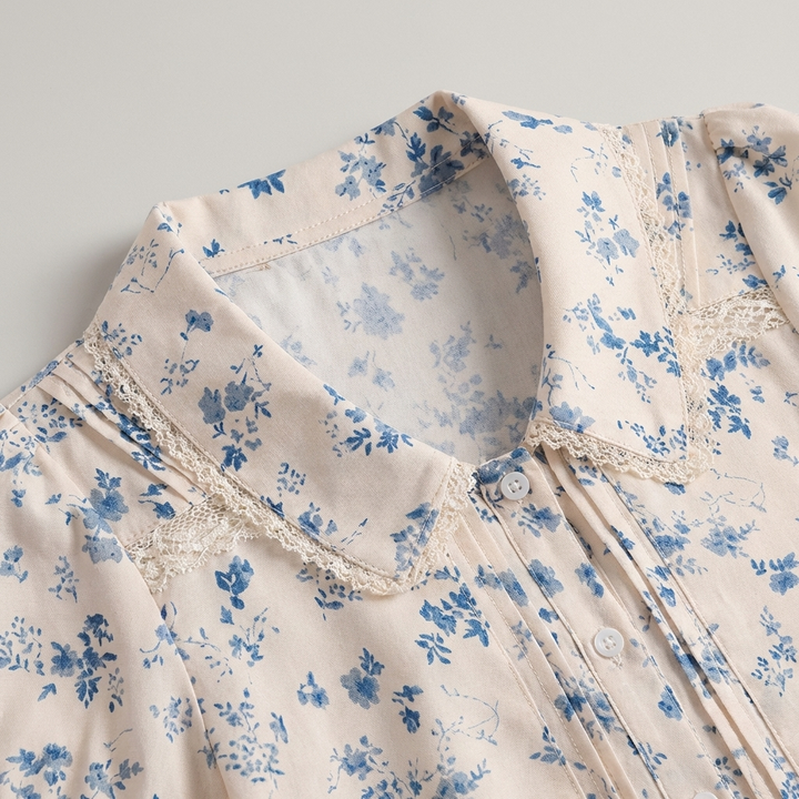 T-shirt Donna Scollo a V Tessuto Floreale Morbido - Vesarelli