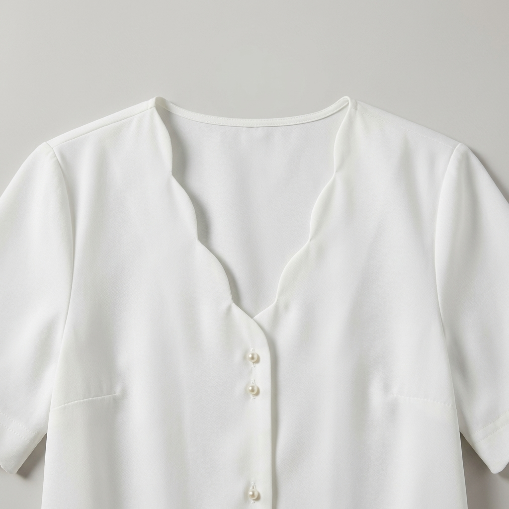 T-shirt Donna Bottoni in Perla Vestibilità Raffinata