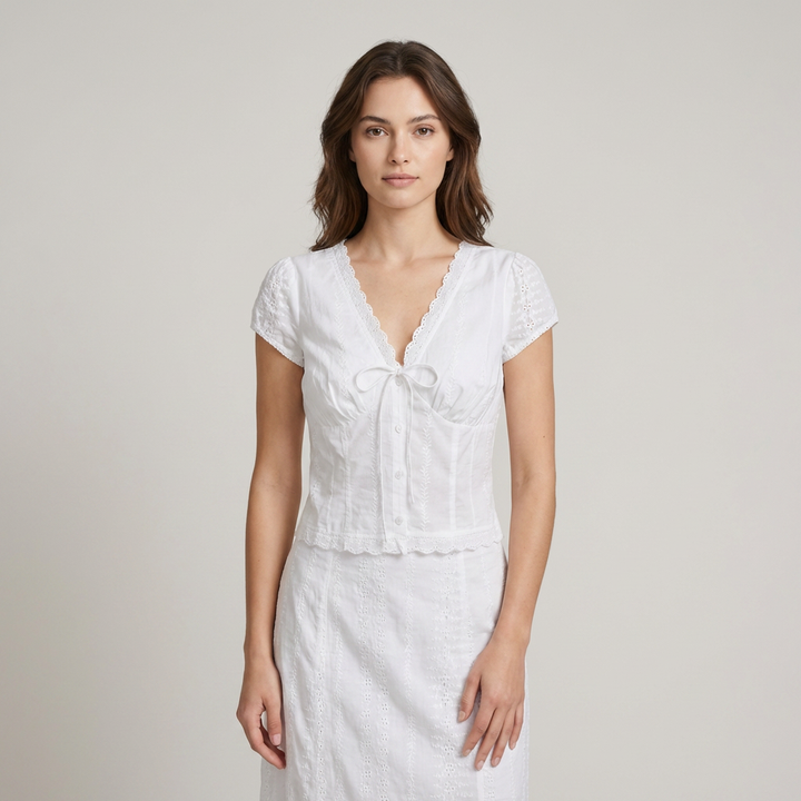 T-shirt Donna Maniche Corte Stile Raffinato - Vesarelli