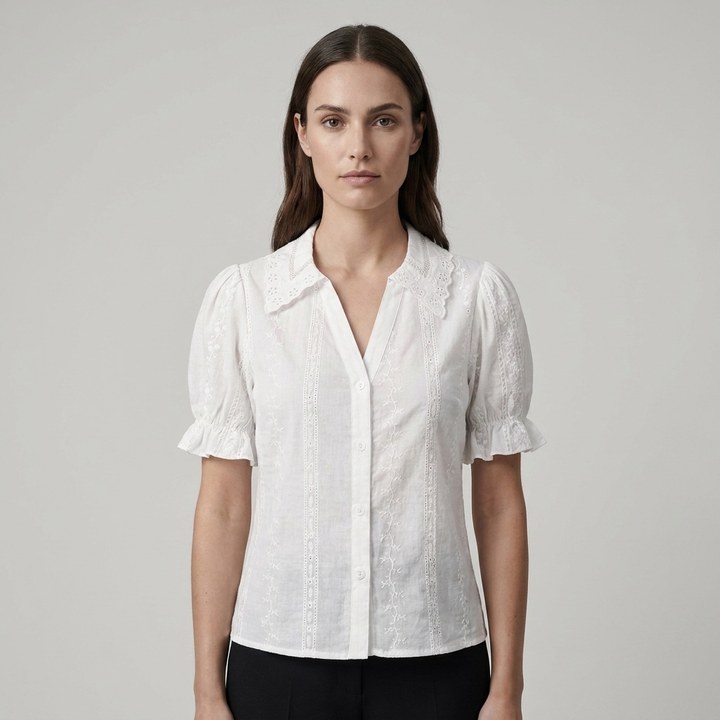 Camicetta Donna in Pizzo Ricamato Elegante - Vesarelli