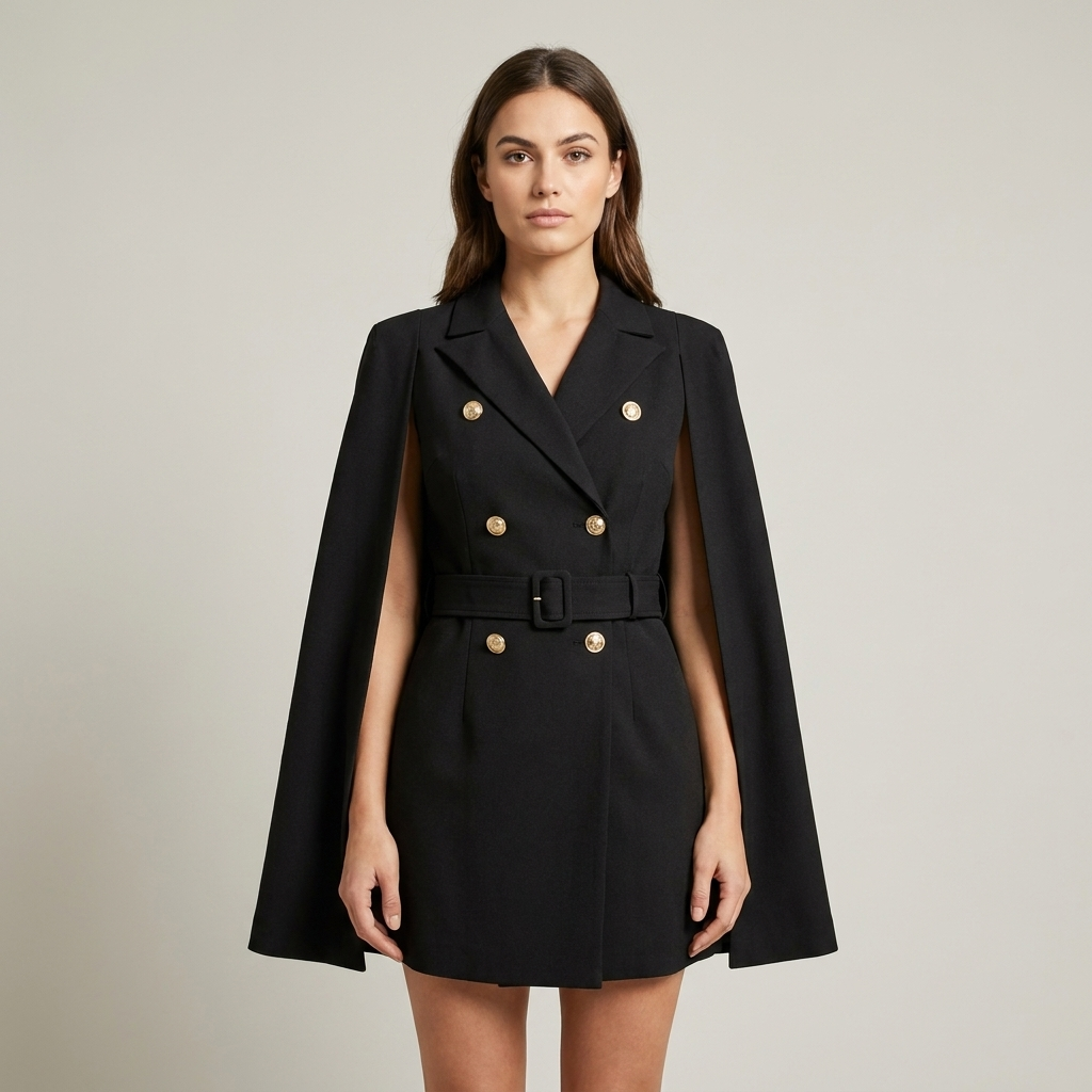 Abito Mini Cerimonia Donna con Mantella Elegante - Vesarelli
