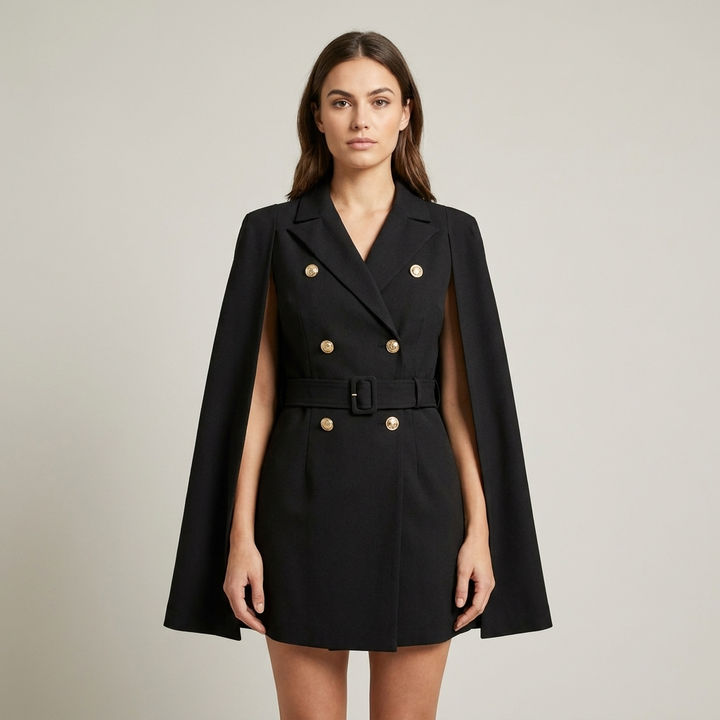 Abito Mini Cerimonia Donna con Mantella Elegante - Vesarelli