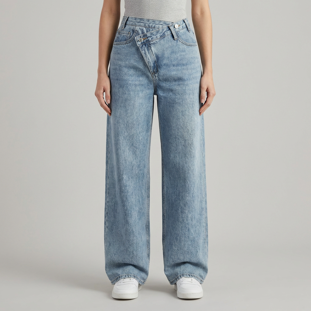 Jeans Donna Gamba Larga Vestibilità Elegante - Vesarelli