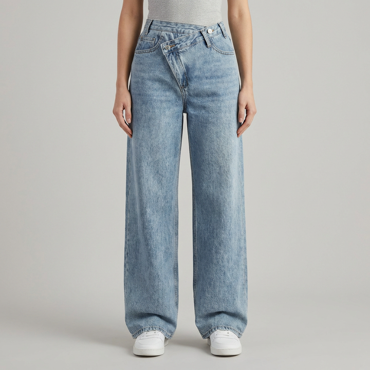 Jeans Donna Gamba Larga Vestibilità Elegante - Vesarelli