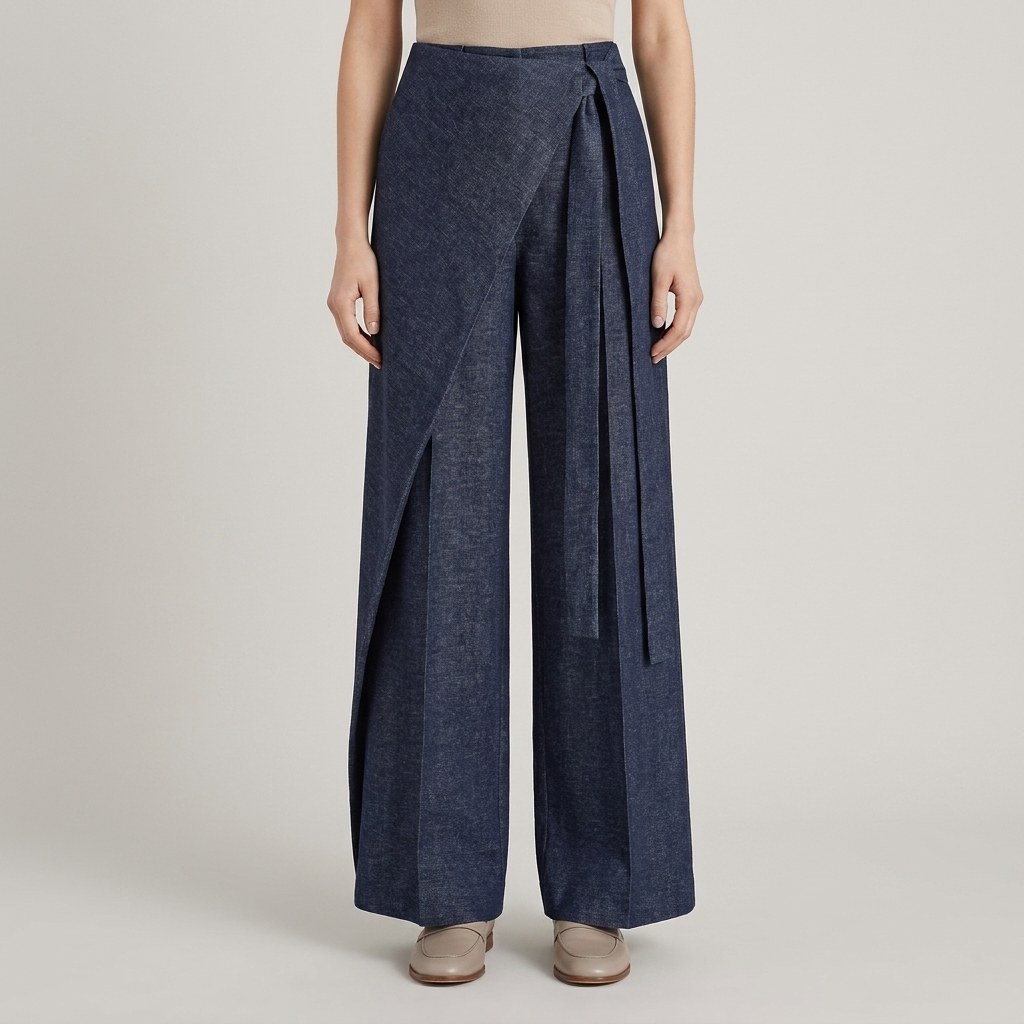 Pantaloni Donna Eleganti Tessuto Leggero Gamba Larga - Vesarelli