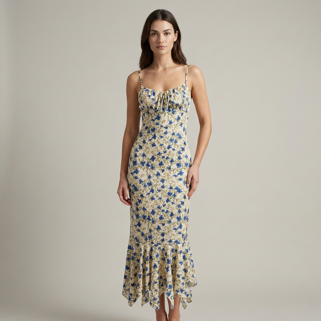 Abito Maxi Donna Stampa Floreale Svasato Estivo - Vesarelli