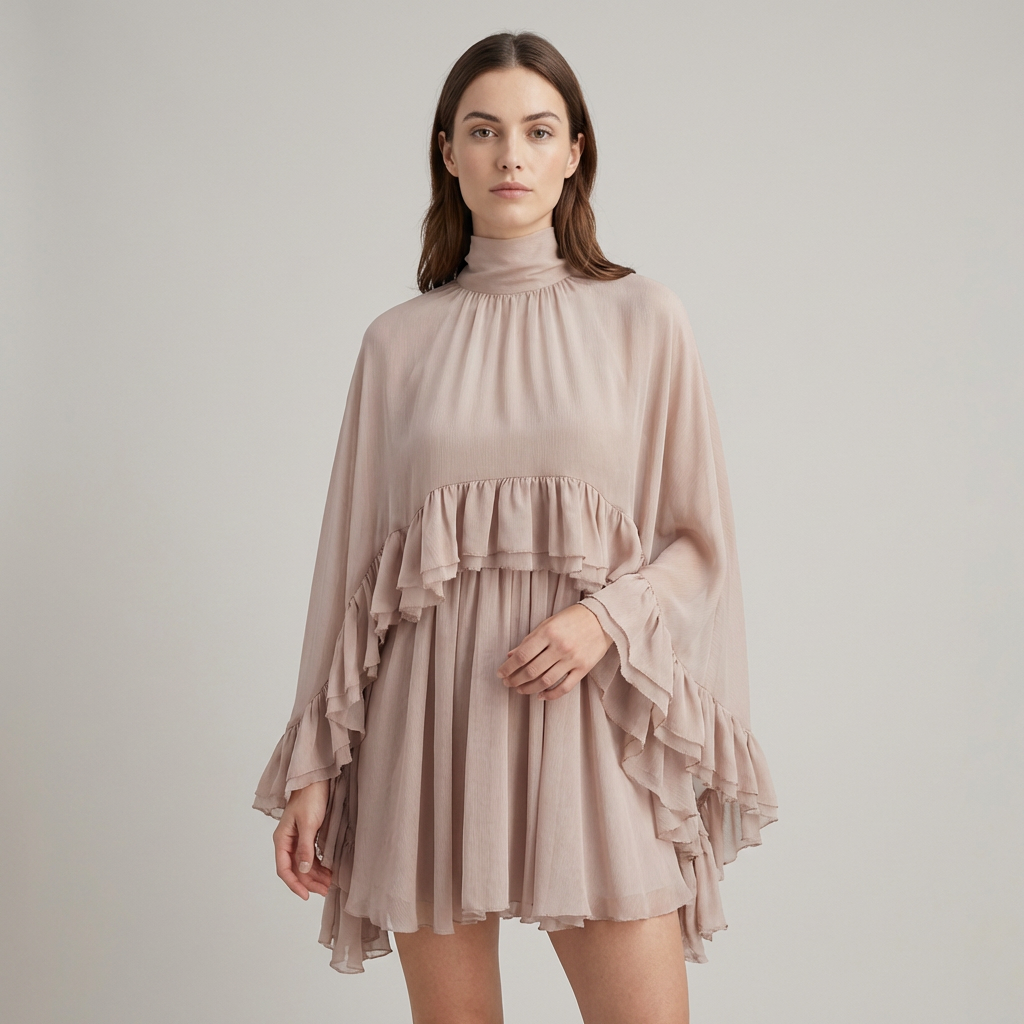 Abito Donna in Chiffon con Mantella Elegante - Vesarelli