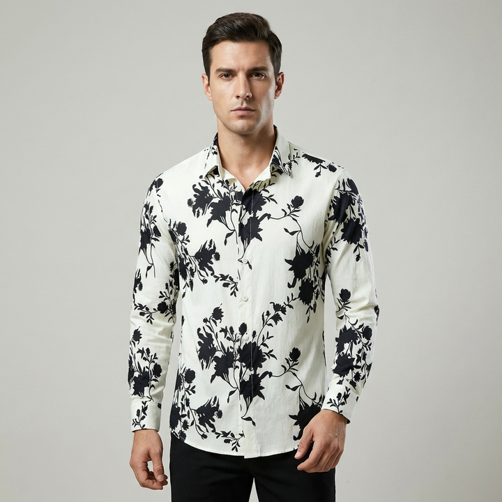 Camicia Uomo Stampa Floreale Vestibilità Classica - Vesarelli