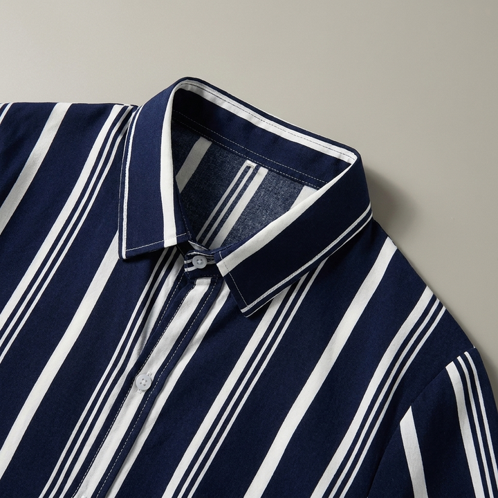 Camicia Uomo a Righe Cotone Vestibilità Classica