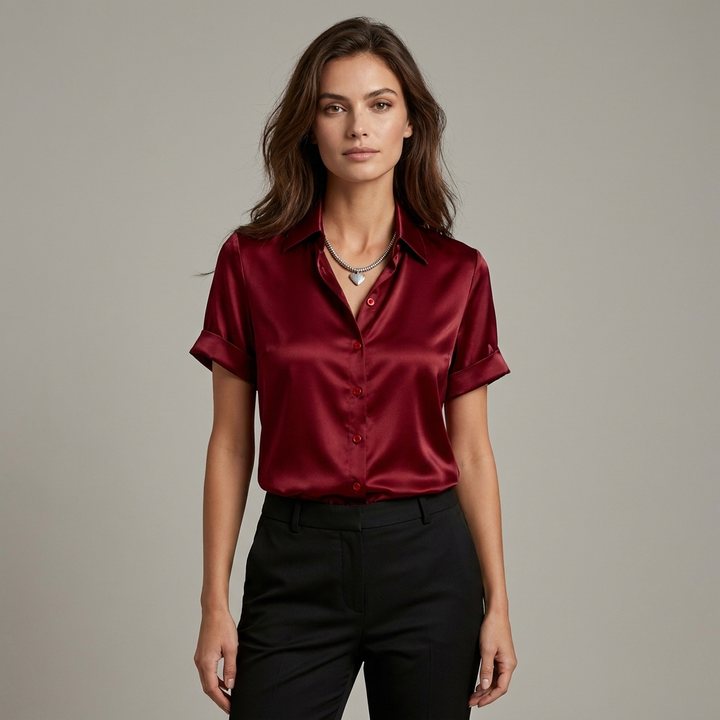 T shirt Donna in Cotone Stile Camicia Elegante - Vesarelli