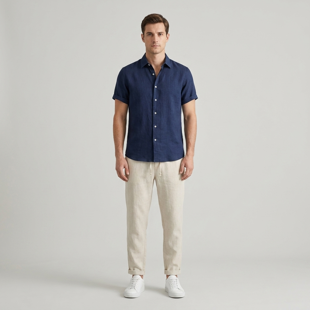 Set Uomo Camicia e Pantaloni Estivi Vestibilità Regular - Vesarelli
