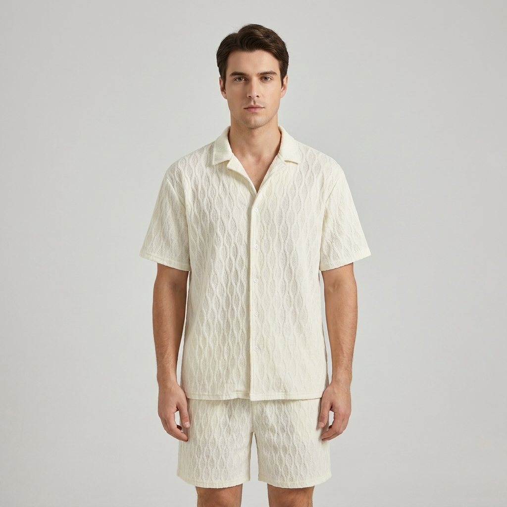 Completo Uomo Camicia e Shorts Cotone Estivo Casual - Vesarelli