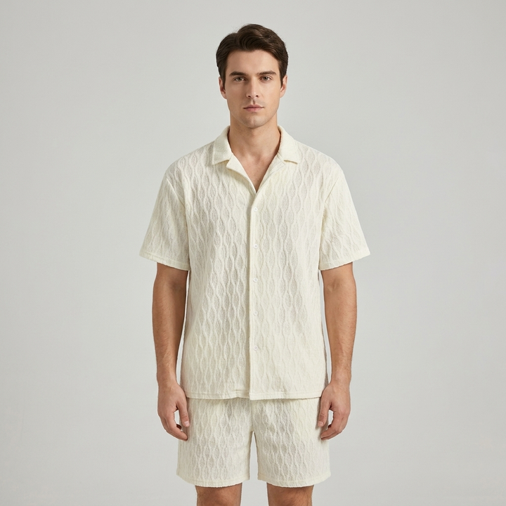 Completo Uomo Camicia e Shorts Cotone Estivo Casual - Vesarelli