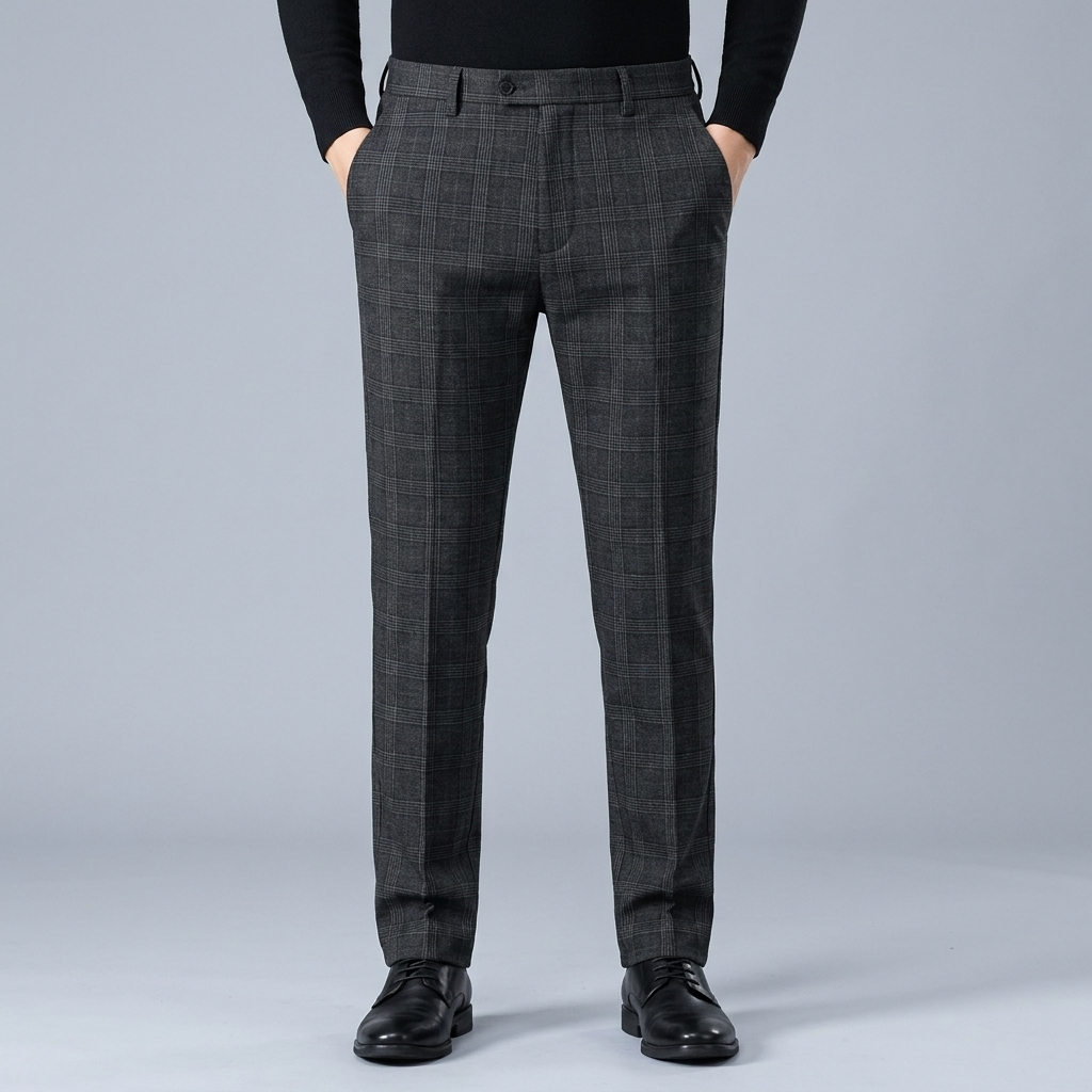 Pantaloni Uomo Eleganti Tessuto Quadrettato Taglio Classico - Vesarelli