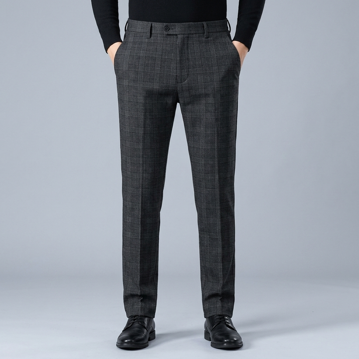 Pantaloni Uomo Eleganti Tessuto Quadrettato Taglio Classico - Vesarelli