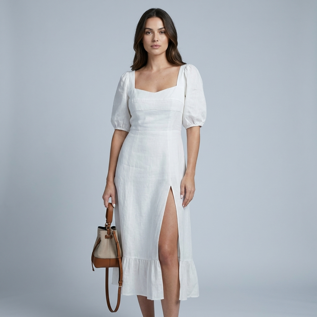 Abito Midi Donna in Lino Stile Elegante - Vesarelli