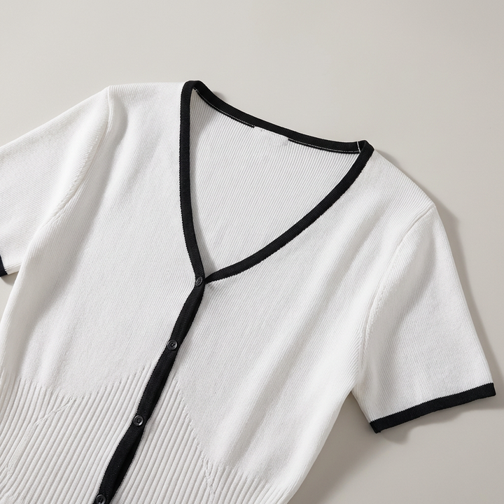 Abito Midi Donna Maglione Bicolore Linea A