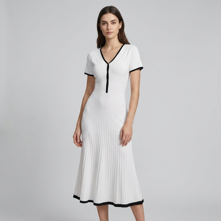 Abito Midi Donna Maglione Bicolore Linea A - Vesarelli