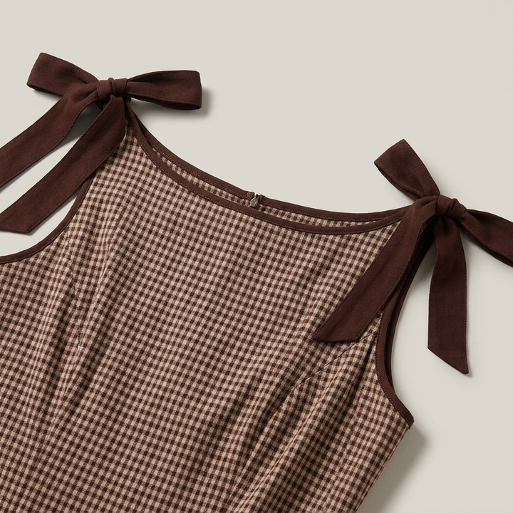 Abito Midi Donna Quadri Elegante Svasato