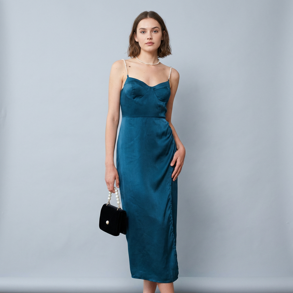 Abito midi donna elegante con spacco - Vesarelli