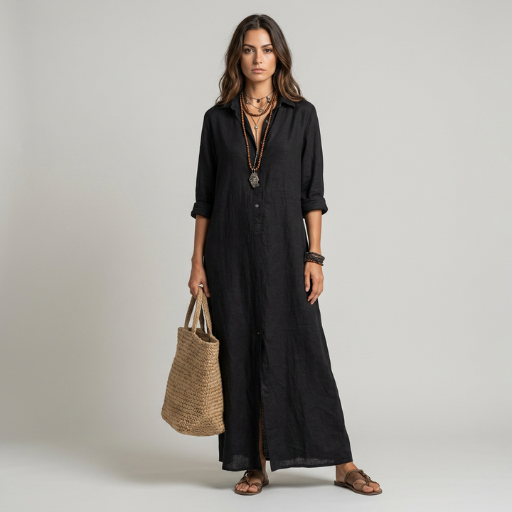 Abito Maxi Donna con Bottoni Stile Elegante - Vesarelli