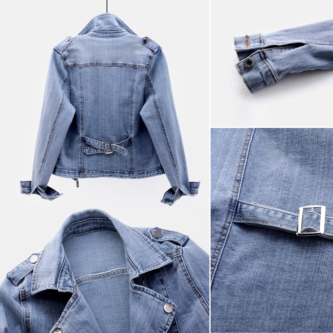 Giacca Donna in Denim Slim con Cerniera Corta