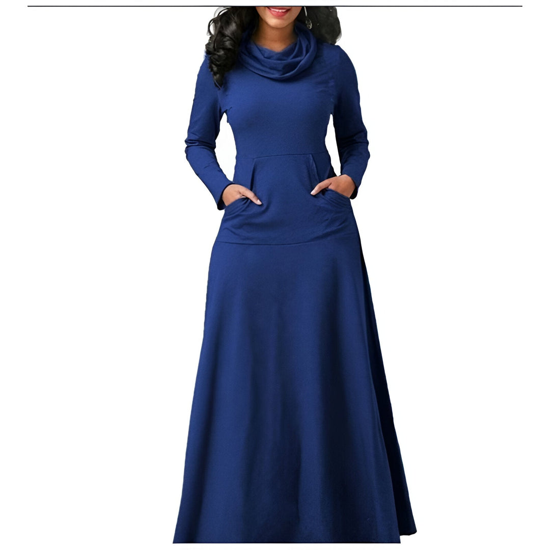Abito Maxi Donna Maniche Lunghe Caldo Stile Moderno