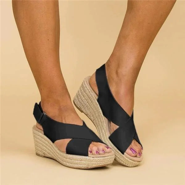 Sandali Donna Espadrillas Zeppa Tessuto Estivo