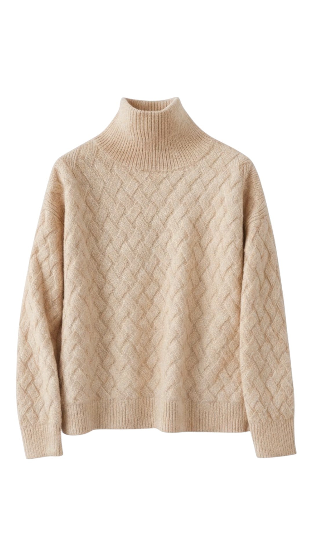 Maglione Uomo Collo Alto Motivo Geometrico Maniche Lunghe