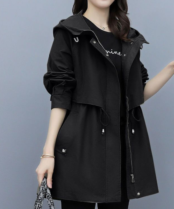 Trench Lungo Donna Impermeabile con Cappuccio