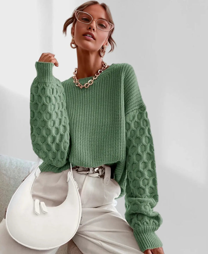 Maglione Donna Maglia Calda Maniche a Palloncino Invernale