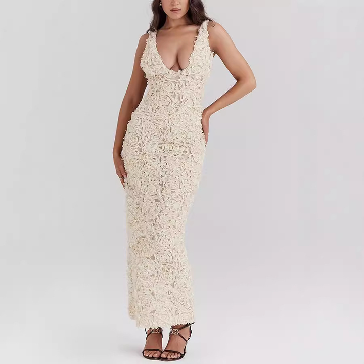 Abito Midi Donna Tubino Pizzo Spalline Larghe Cerimonia