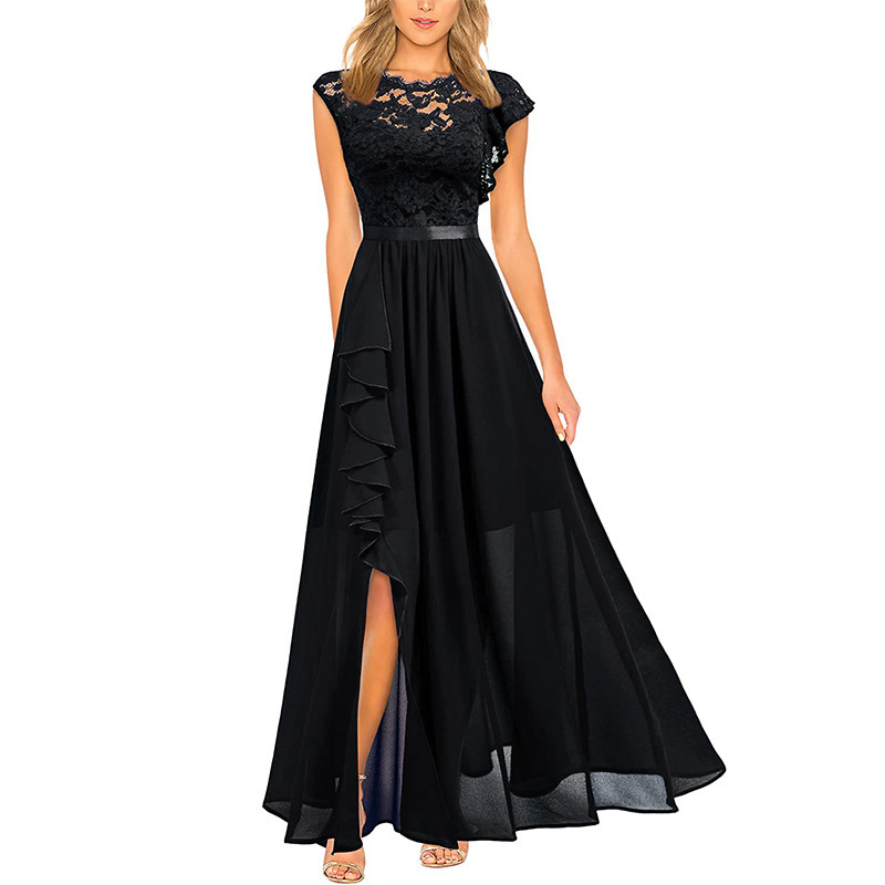 Abito Maxi Donna in Chiffon Scollo a V Floreale