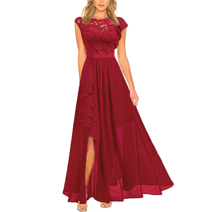 Abito Maxi Donna in Chiffon Scollo a V Floreale