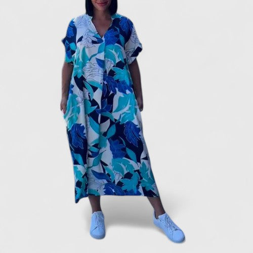 Abito Donna Fantasia Floreale Tessuto Leggero Stile Elegante - Vesarelli