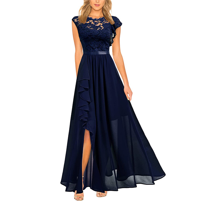 Abito Maxi Donna in Chiffon Scollo a V Floreale