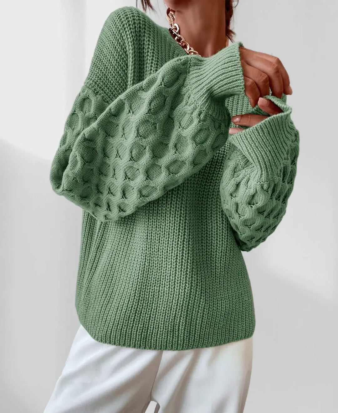 Maglione Donna Maglia Calda Maniche a Palloncino Invernale