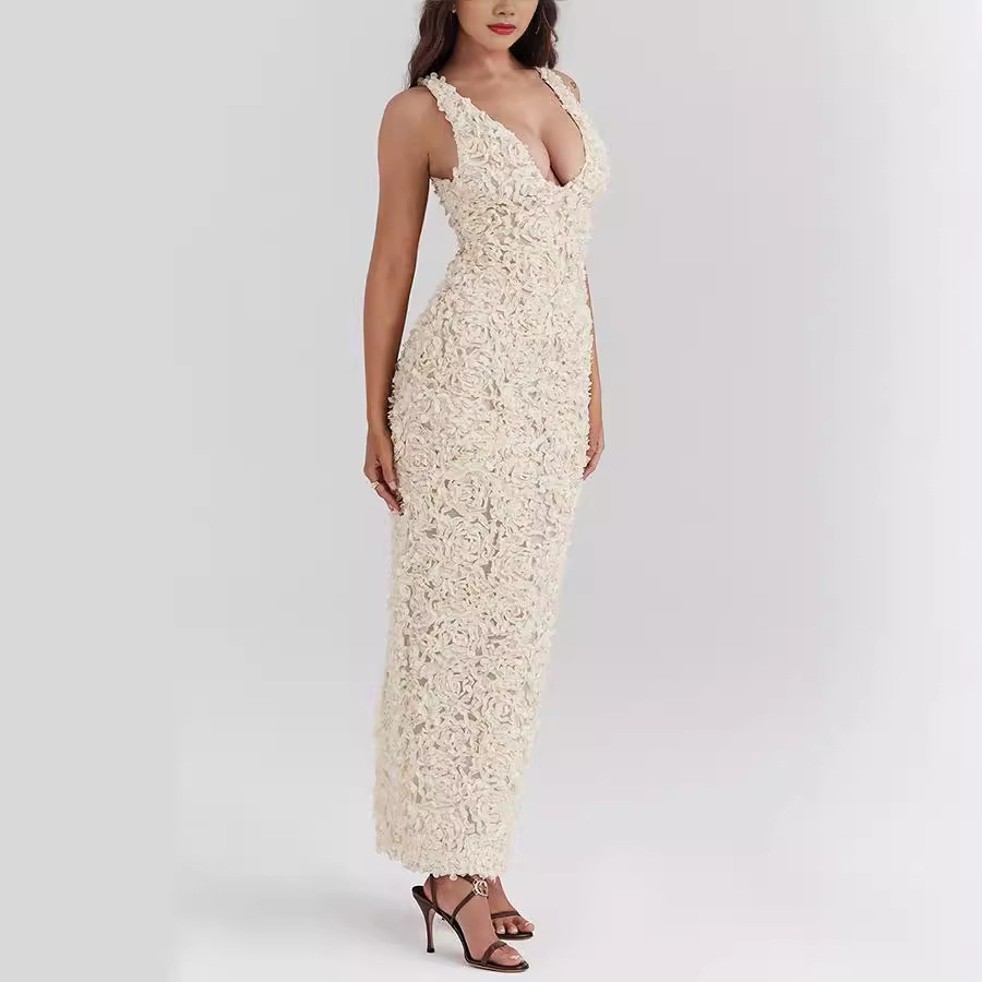 Abito Midi Donna Tubino Pizzo Spalline Larghe Cerimonia