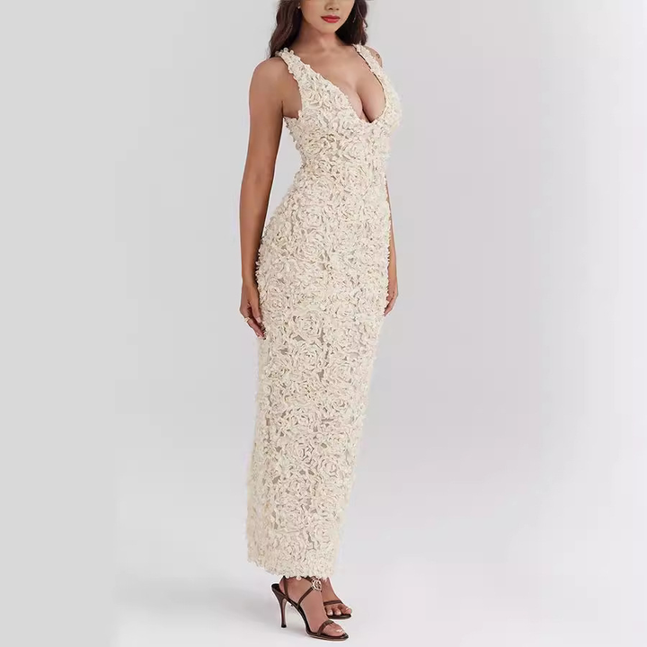 Abito Midi Donna Tubino Pizzo Spalline Larghe Cerimonia