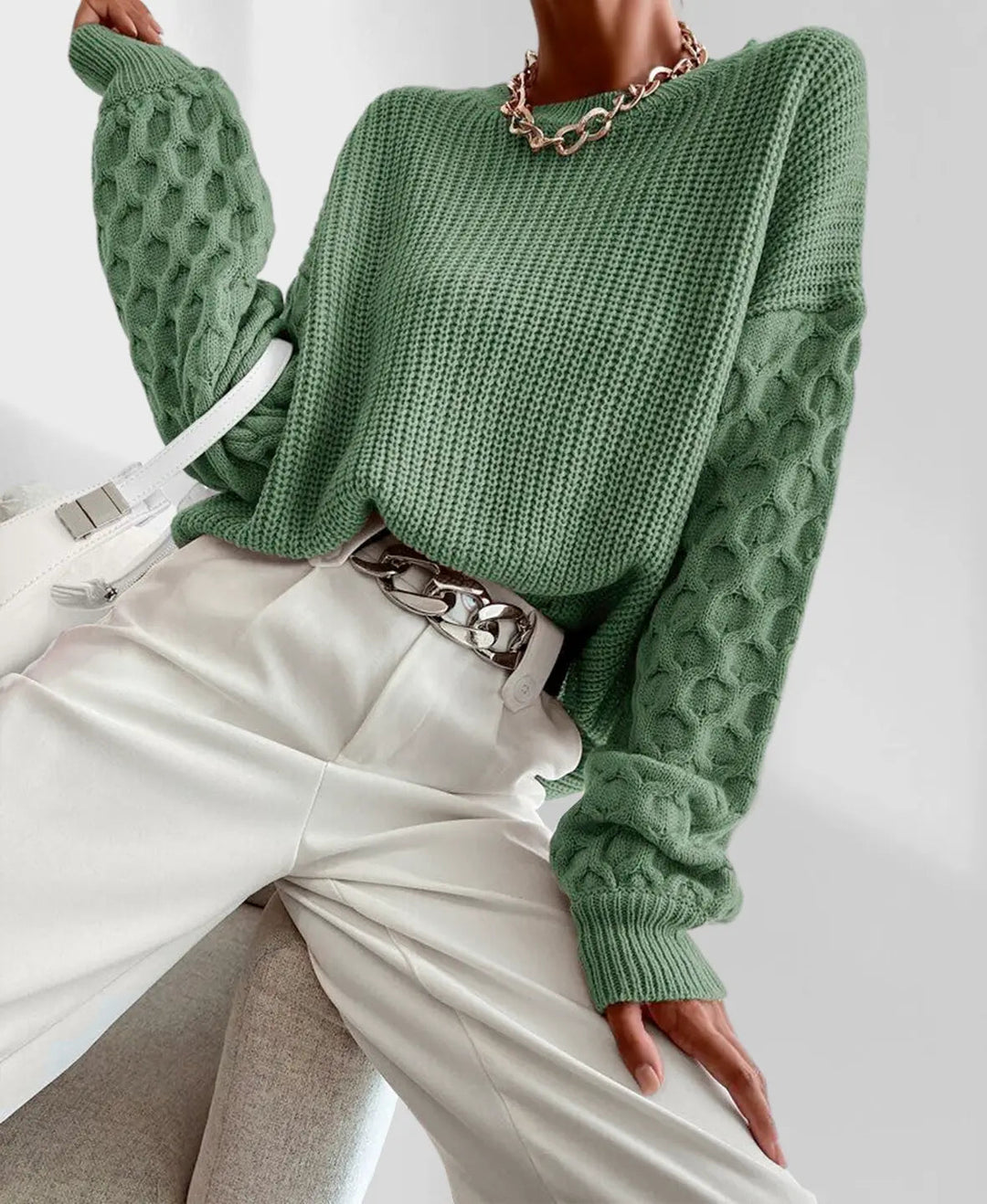 Maglione Donna Maglia Calda Maniche a Palloncino Invernale
