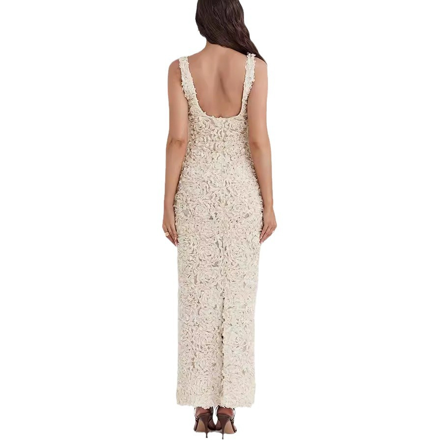 Abito Midi Donna Tubino Pizzo Spalline Larghe Cerimonia