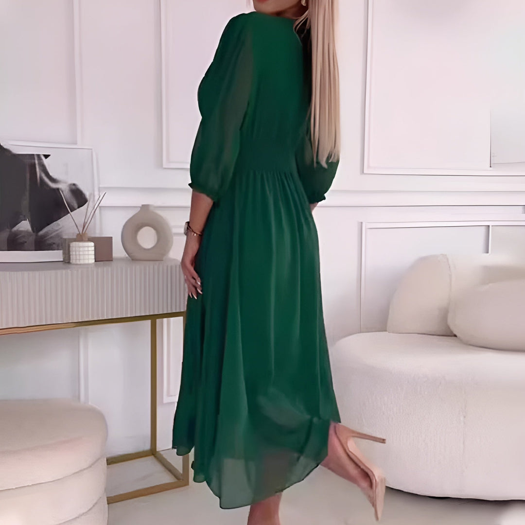 Abito Midi Donna Svasato Vestibilità Avvolgente Cerimonia