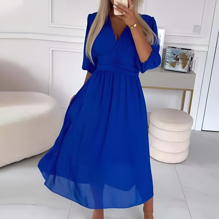 Abito Midi Donna Svasato Vestibilità Avvolgente Cerimonia