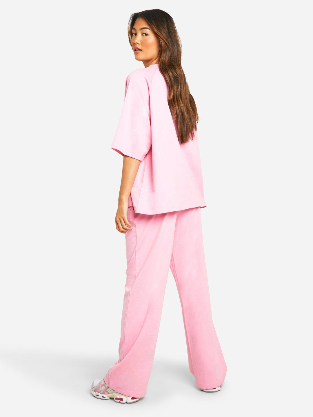 Completo Donna T-shirt Collo Alto e Pantaloni Tuta Cotone Oversize
