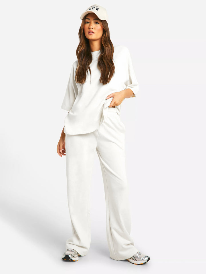 Completo Donna T-shirt Collo Alto e Pantaloni Tuta Cotone Oversize - Vesarelli