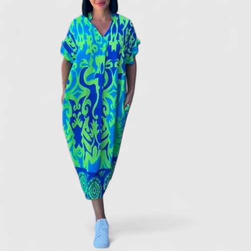 Abito Donna Fantasia Floreale Tessuto Leggero Stile Elegante