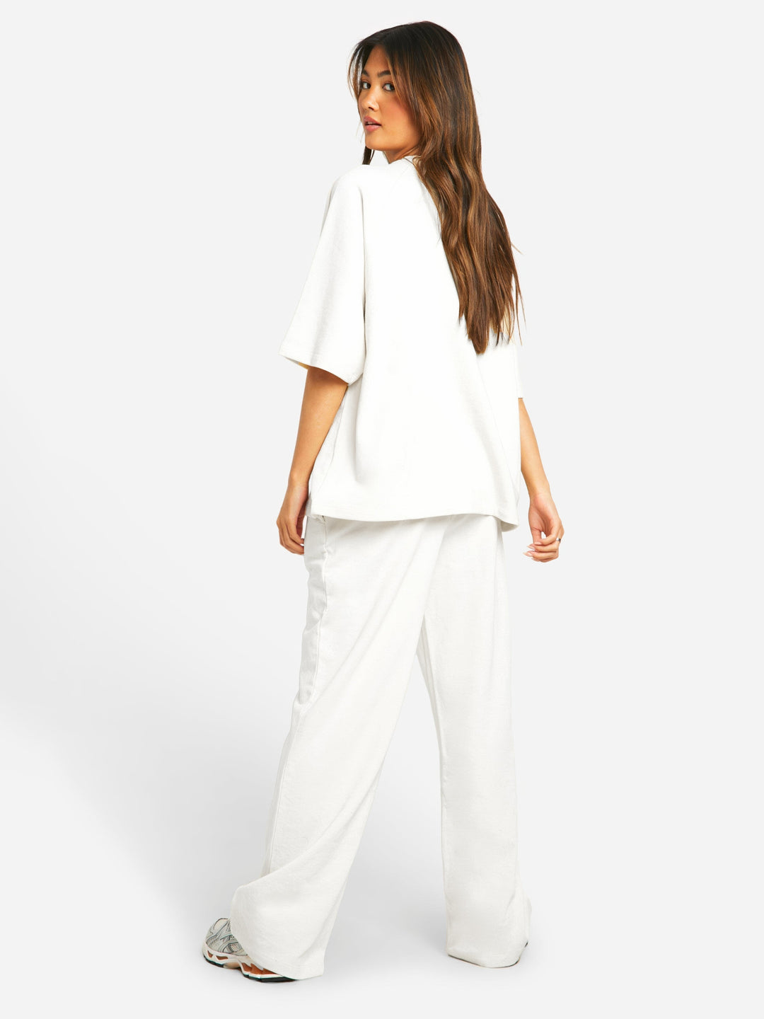 Completo Donna T-shirt Collo Alto e Pantaloni Tuta Cotone Oversize