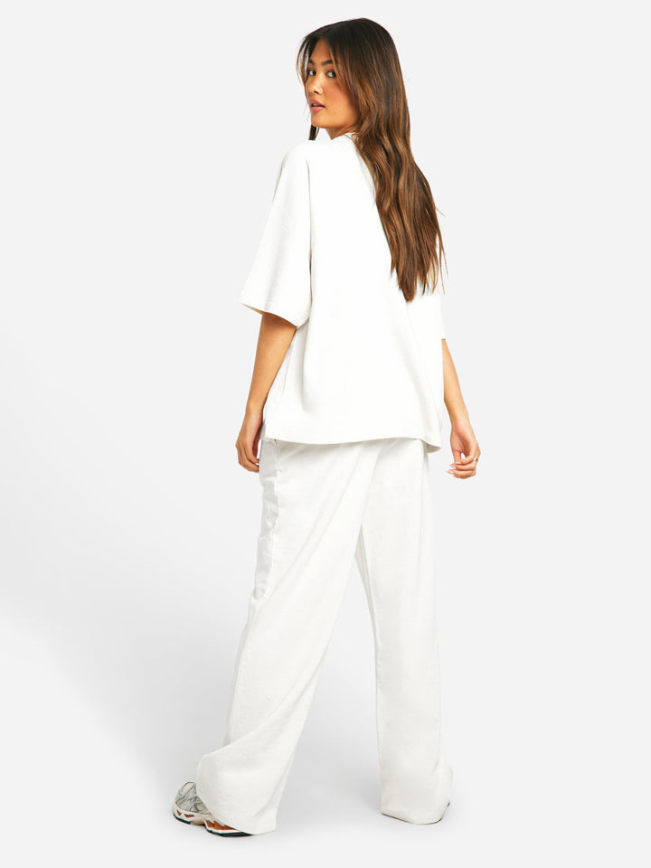 Completo Donna T-shirt Collo Alto e Pantaloni Tuta Cotone Oversize