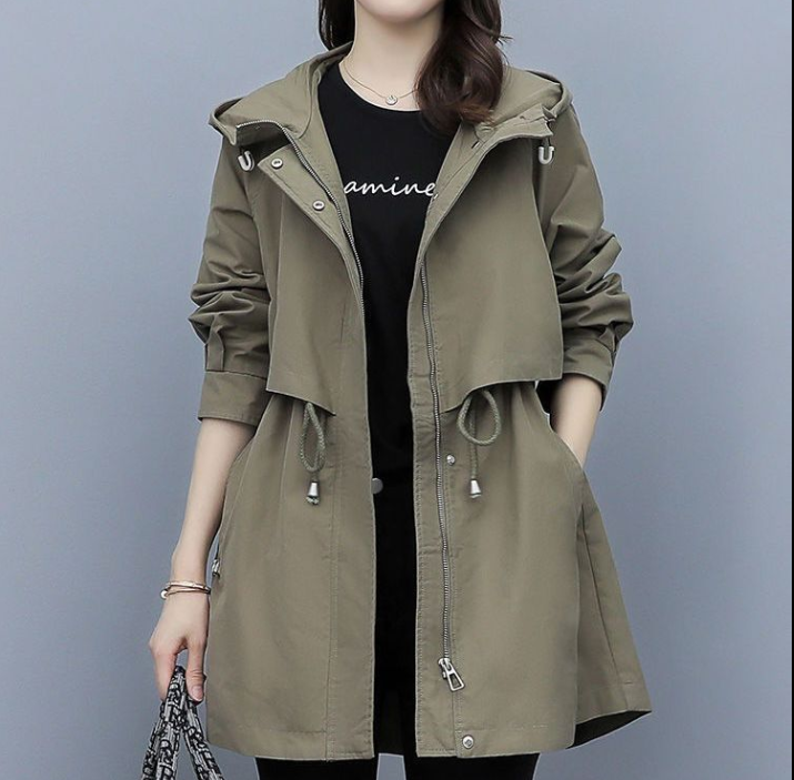 Trench Lungo Donna Impermeabile con Cappuccio - Vesarelli