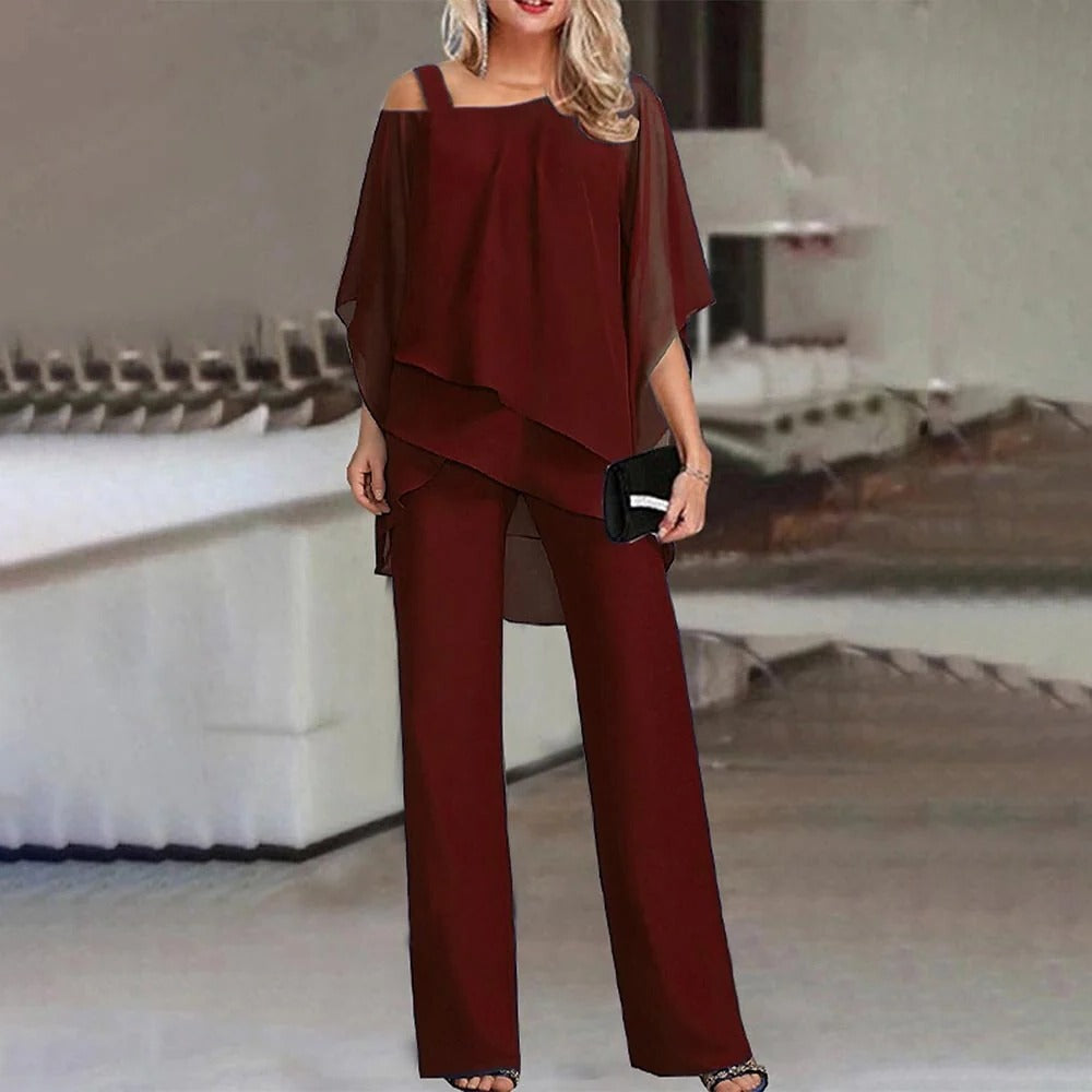 Jumpsuit Donna Spalle Scoperte Gamba Lunga Elegante